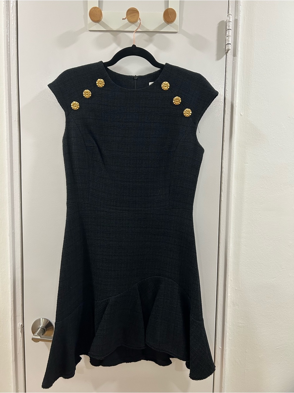 Sandro Black Dress with Gold Button Accents